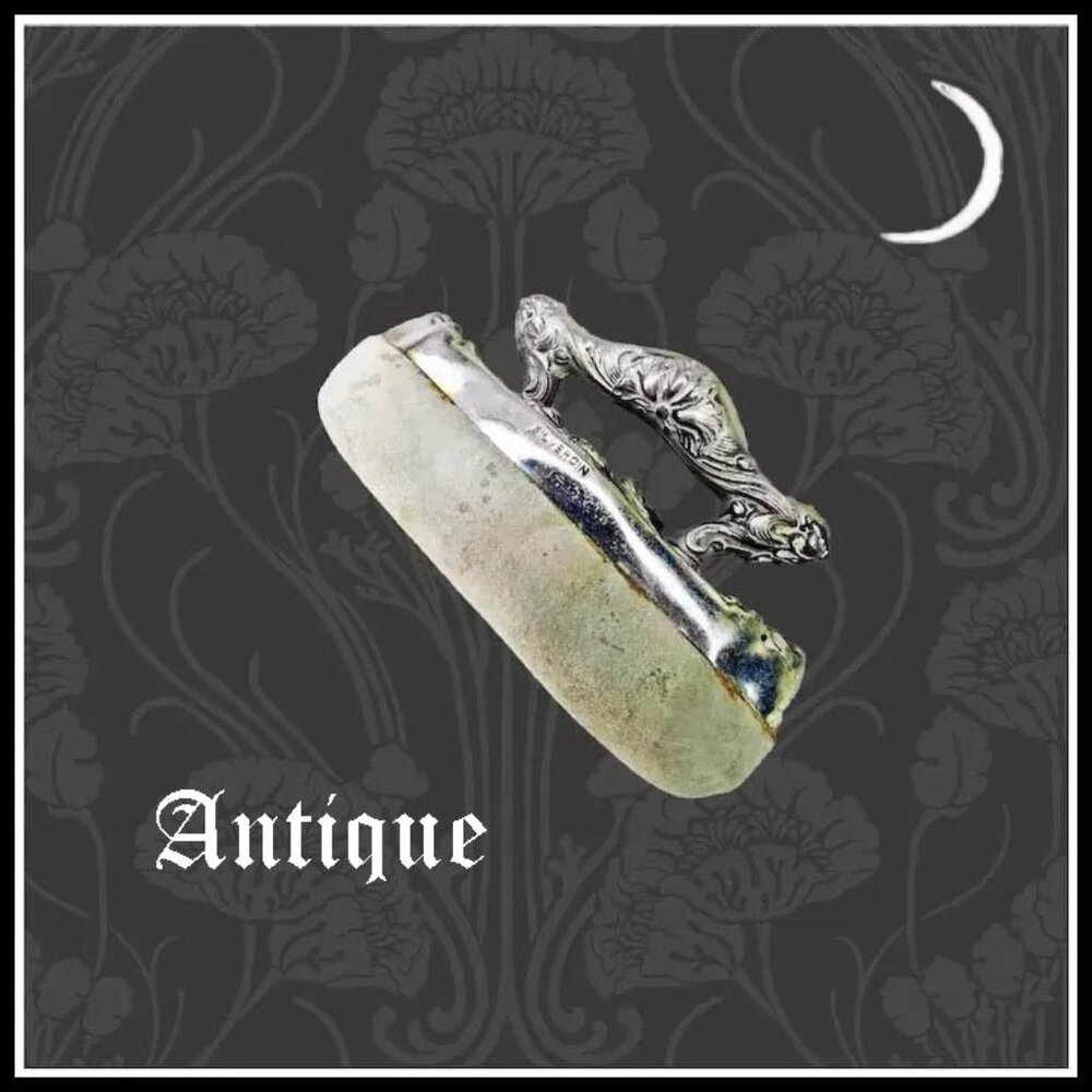 Art Nouveau Antique Nail Buffer, Edwardian Repousse Silveroin